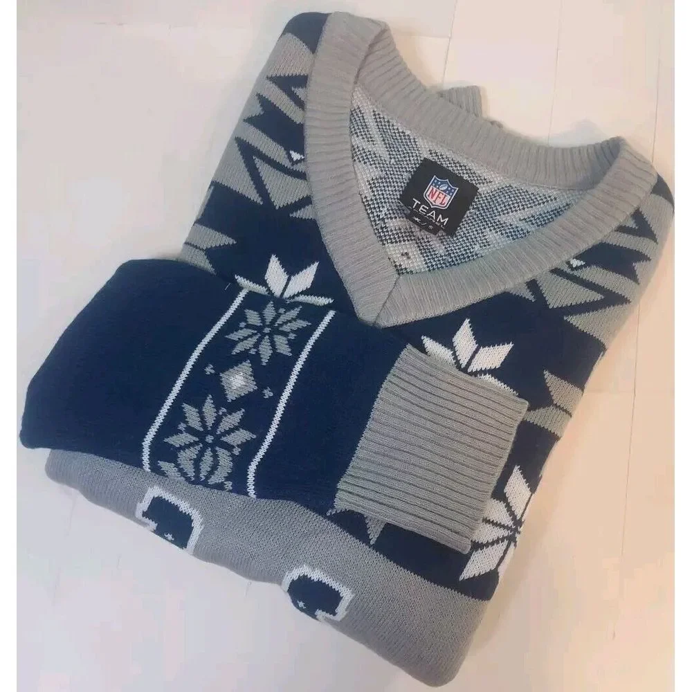 NFL Licensed Men's Indianapolis Colts Navy Blue/Gray ‎ Sweater V Neck S